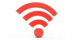 3D Rendering Red Wifi Wireless Network Symbol isolated on white background.